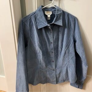 Talbots Light Blue Corduroy Button Up Shirt